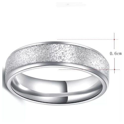 Silver Tone Frosted Beveled Edge Stainless Steel Wedding Ring For Men Women