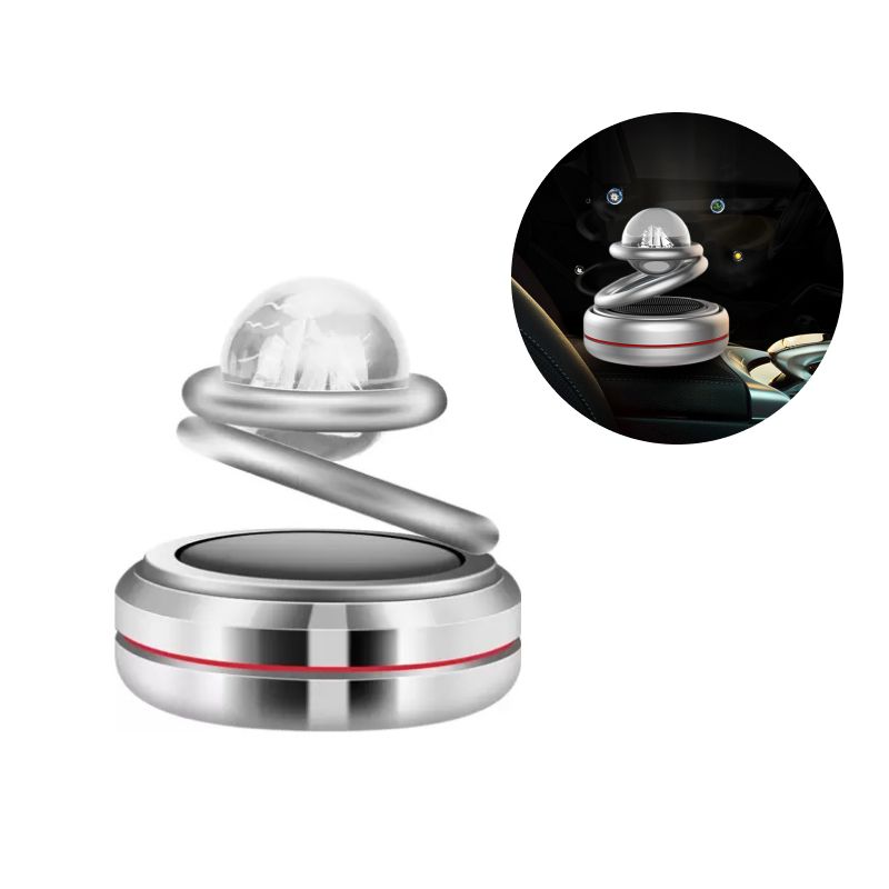 Solar Car Rotating Floating Planet  Air Freshener Silver