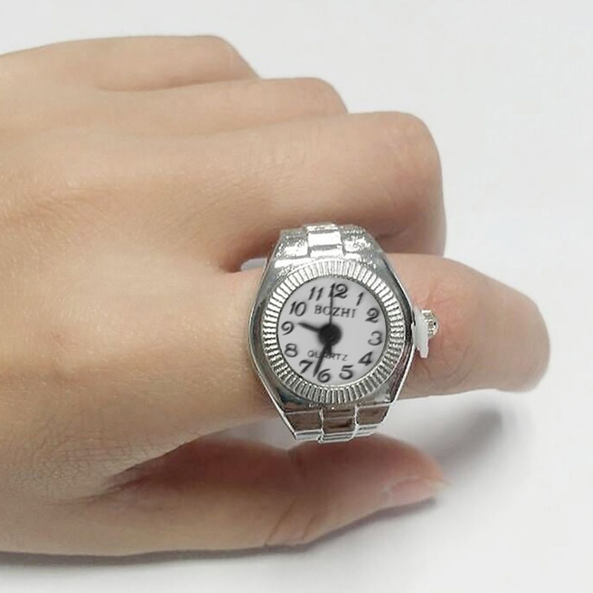 Ring Round Dial Stretchy Watch Ring White