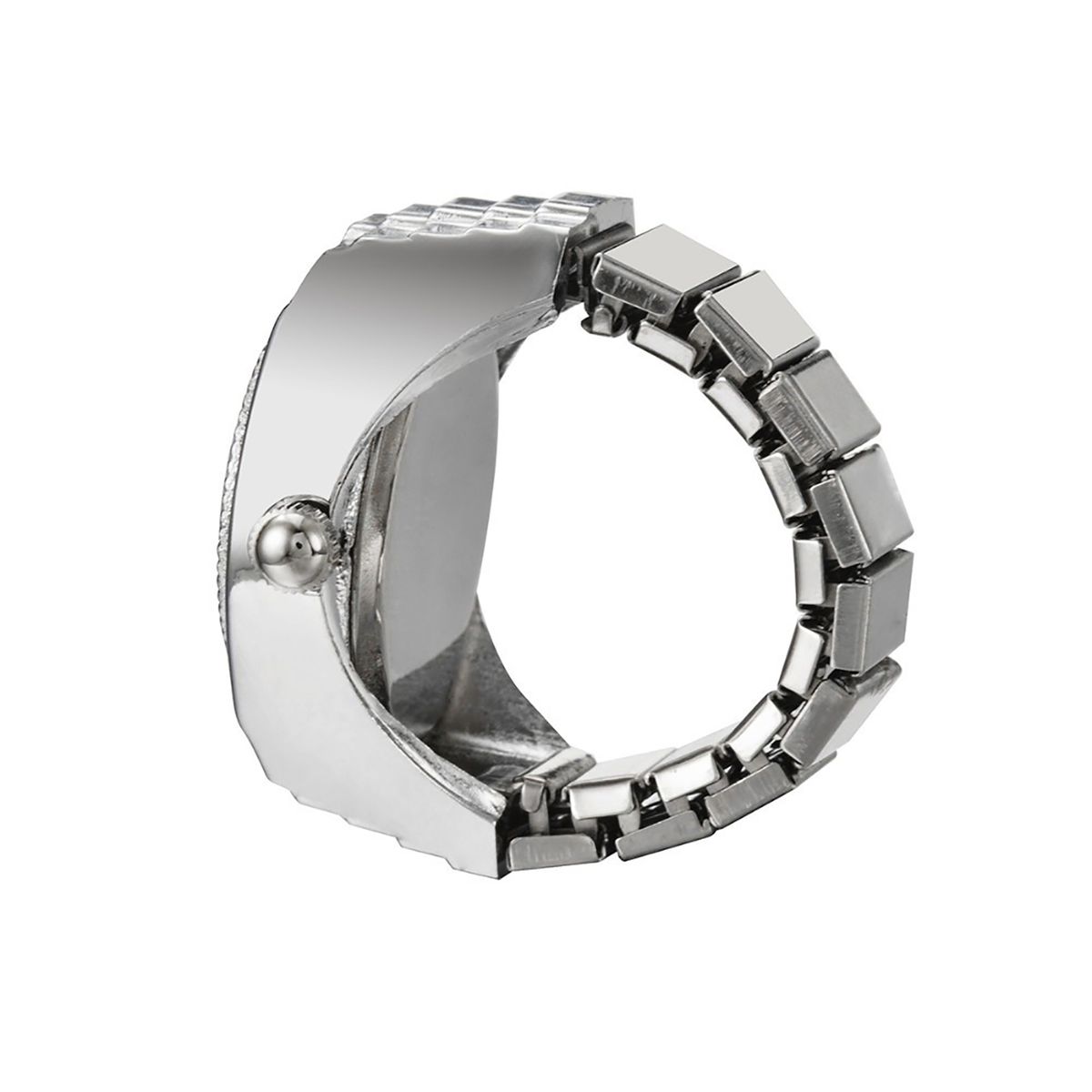 Ring Round Dial Stretchy Watch Ring White