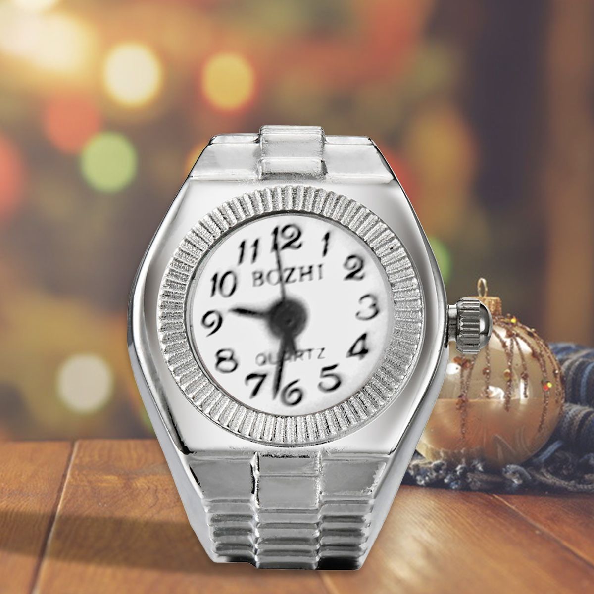 Ring Round Dial Stretchy Watch Ring White