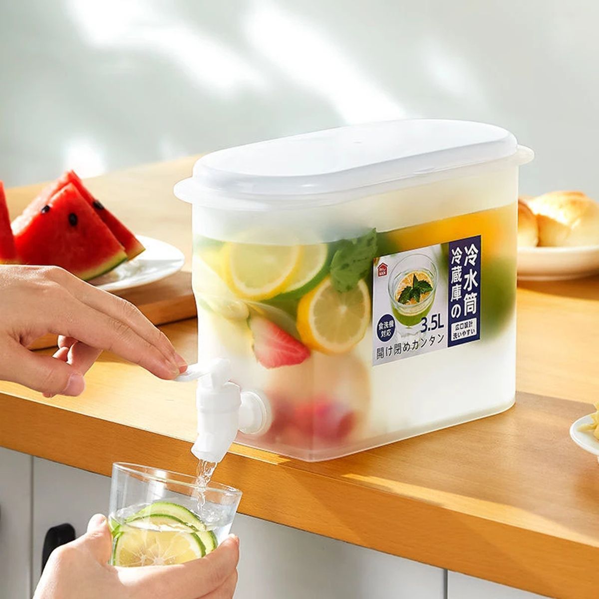 With Faucet Water Jugs Container3500Ml Kitchen Drinkware Heat Resistant Kettle Tea Pot Lemon Fruit Teapot Large Capacity Kettle