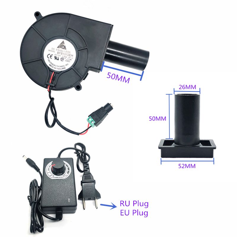 BFB1012EH 12V 2.94A 9733 9cm Small Portable High-volume Turbo Blower With Air Collecting Port Power Supply Speed Controller EU Plug