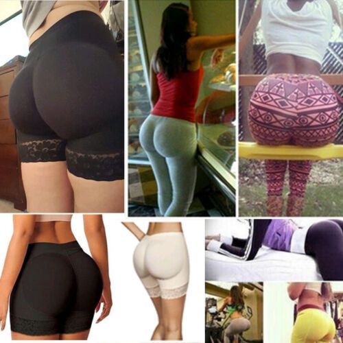 (black)HOT Padded Bum Comfortable Lace Patchwork Fashion Hollow Out Pants Enhancer Shaper  Lifter Booty Boyshorts Underwear DOU
