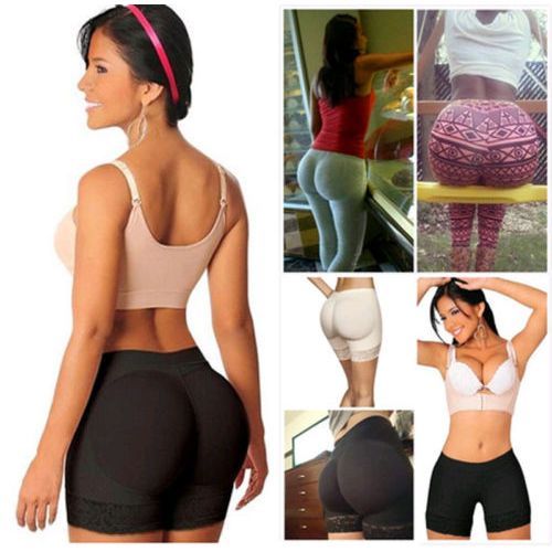 (black)HOT Padded Bum Comfortable Lace Patchwork Fashion Hollow Out Pants Enhancer Shaper  Lifter Booty Boyshorts Underwear DOU