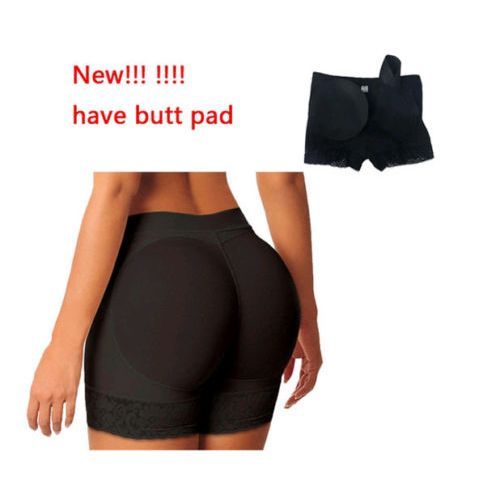 (black)HOT Padded Bum Comfortable Lace Patchwork Fashion Hollow Out Pants Enhancer Shaper  Lifter Booty Boyshorts Underwear DOU