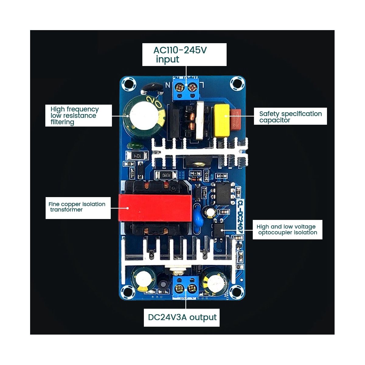 24V 3A Switching Power Board 70W Isolated Power Module