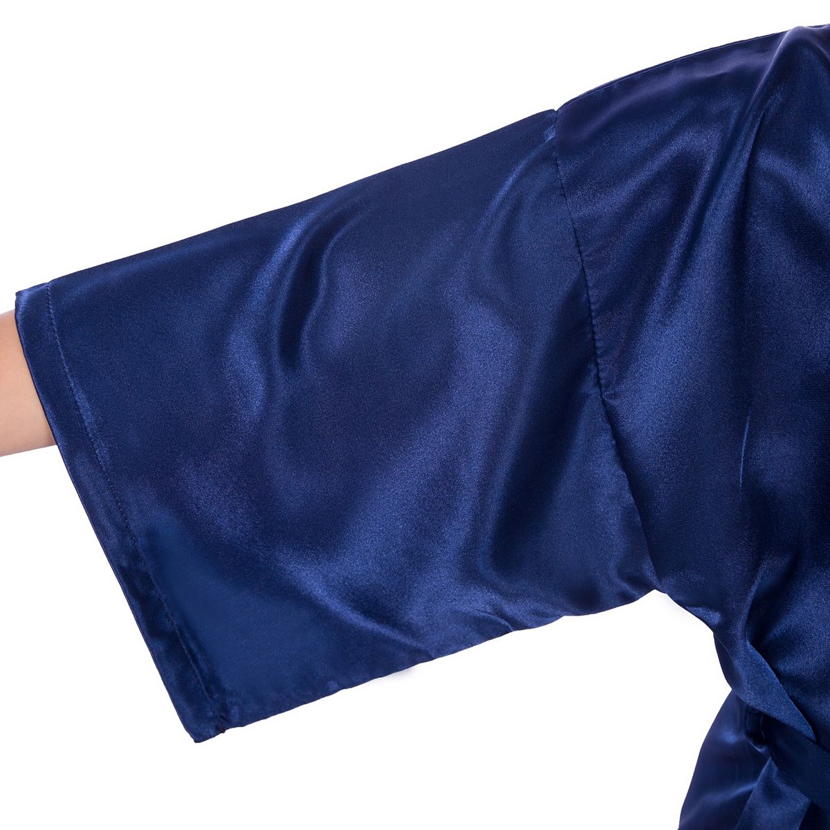 Kids Plain Hip-Length Kimono Robe Short Bathrobe Sleepwear (Blue)
