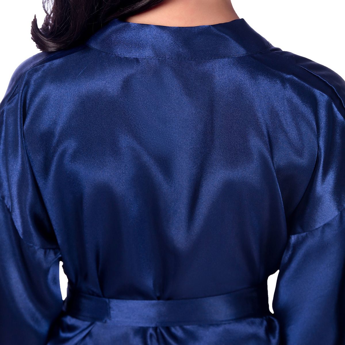 Kids Plain Hip-Length Kimono Robe Short Bathrobe Sleepwear (Blue)