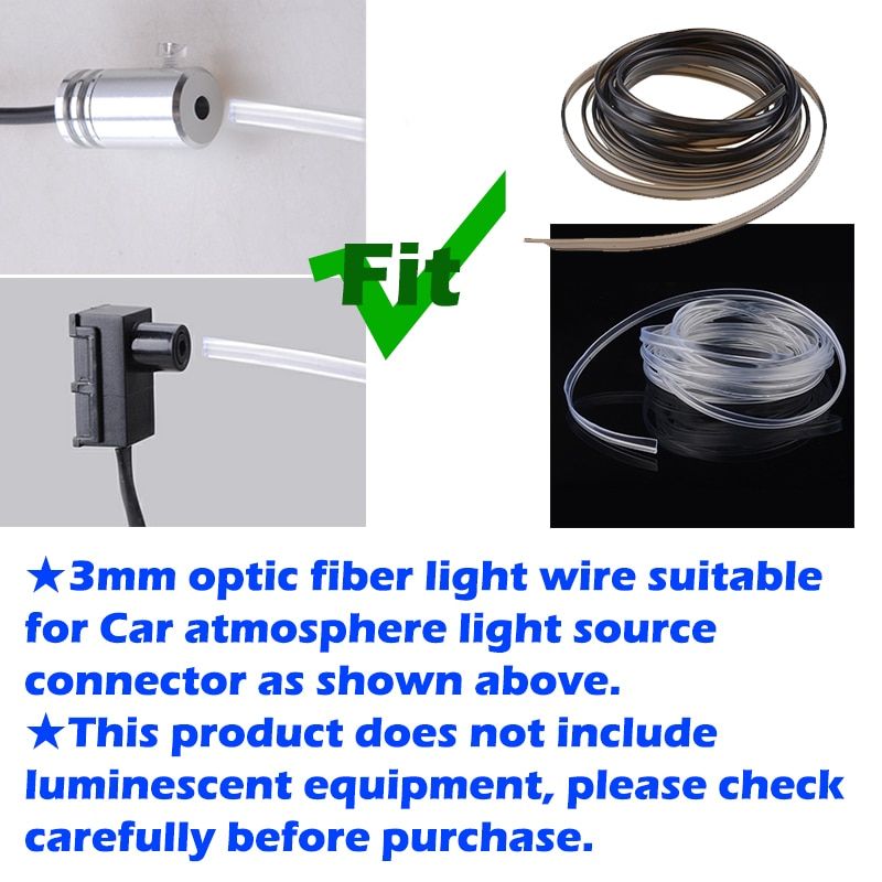 3mm Fiber Optic Neon Wire Extended Strip Invisible Light Guide Accessories For Car Interior Ambient Lighting Equipment Black Optic Fiber