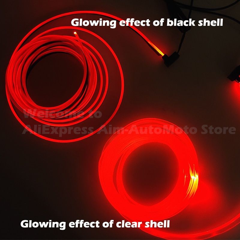3mm Fiber Optic Neon Wire Extended Strip Invisible Light Guide Accessories For Car Interior Ambient Lighting Equipment Black Optic Fiber