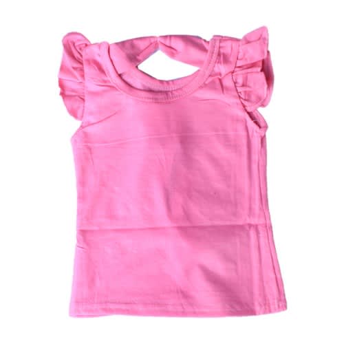 Short Sleeve Round Neck Top For Girls -pink