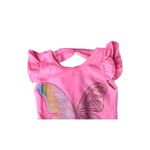 Short Sleeve Round Neck Top For Girls -pink