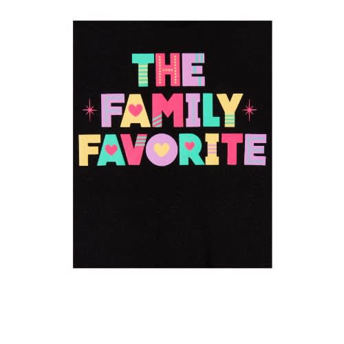 Girls Glitters Family Favourite Graphic Top- Black
