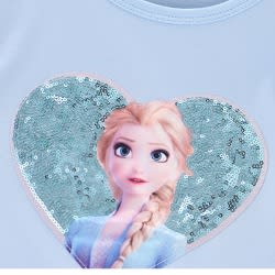 3d Glittery Frozen Girl Top - Blue