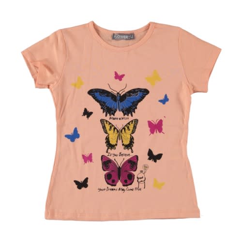 3 Set Butterfly Girl T-shirt - Peach