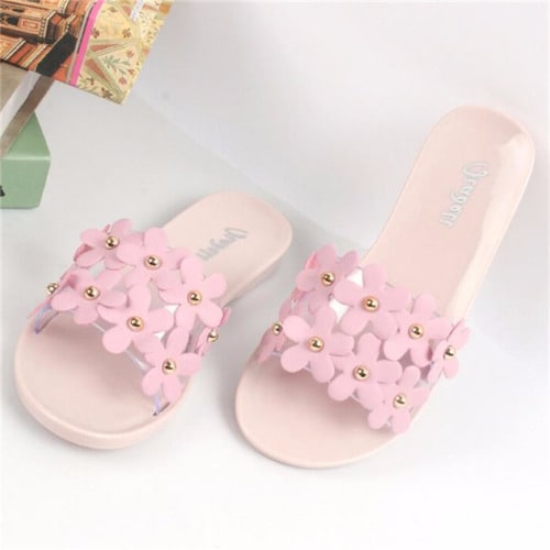 Lovely Flowers Women's Jelly Fashion Slippers – Nude