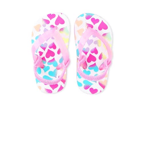 Girls Toddler Multi Heart Flip Flops - Pink