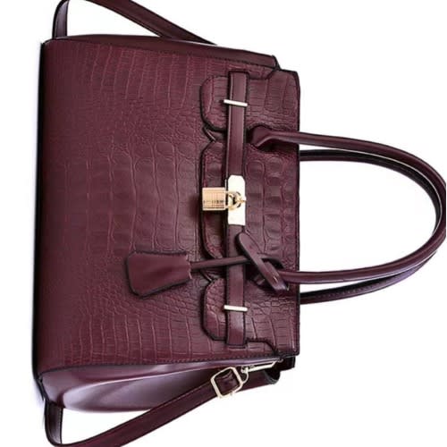 Ladies Caramel Handbag - Wine