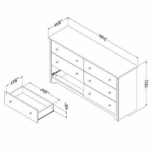 Double Dresser  - Off White - 6 Drawer