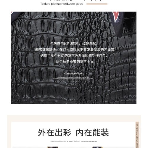 Crocodile Skin Bag - Black
