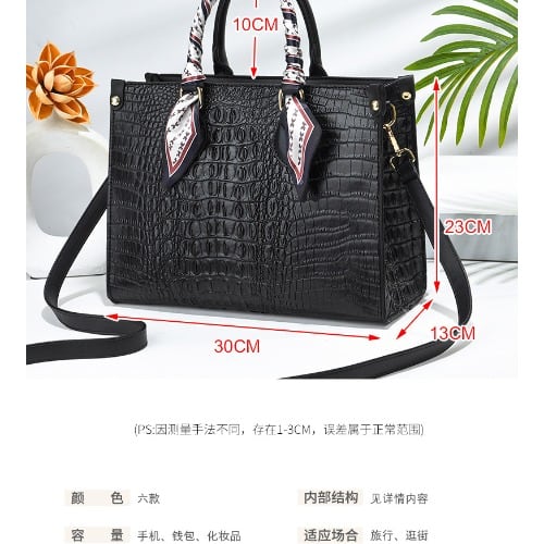 Crocodile Skin Bag - Black