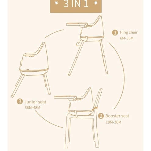 Baby High Chair With Removable Tray And Adjustable Legs