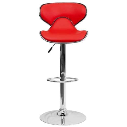Bar Stool With Swivel Adjustment - Red