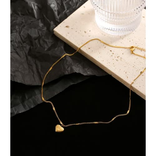 Stainless Steel Necklace With Love Pendant- Gold