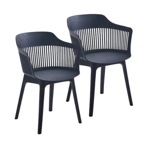 Dining Chairs - Indoors & Outdoors - 2pieces - Black