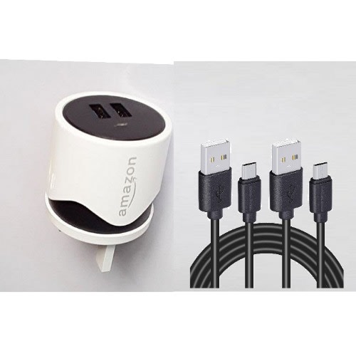 Amazon Wall Charger + Dual USB Port - With 2 Data Cord
