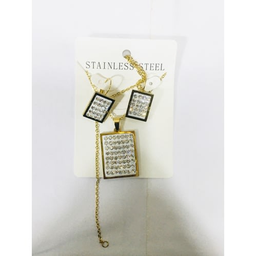 Square Shape Shiny Set Of Jewelry - Gold