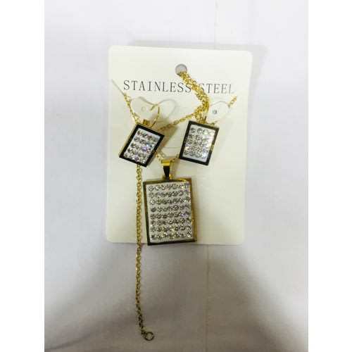 Square Shape Shiny Set Of Jewelry - Gold