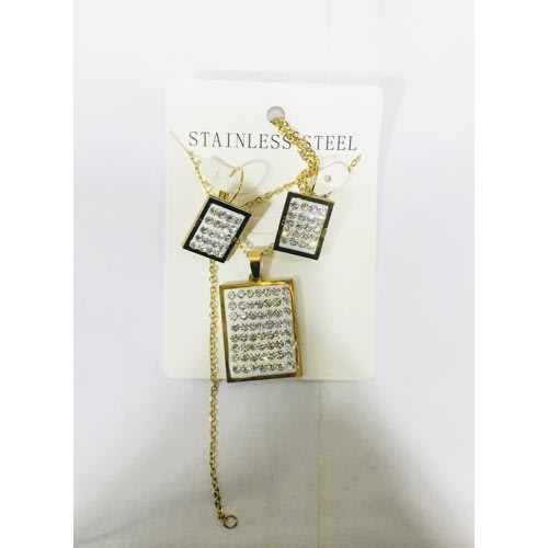 Square Shape Shiny Set Of Jewelry - Gold