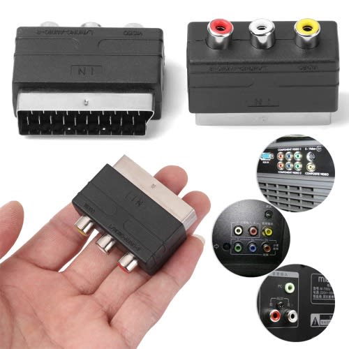 Scart Male Plug To 3rca Phono Female
