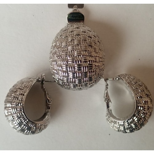 Ladies Earrings And Pendant - Silver