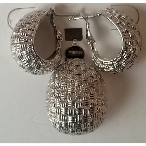 Ladies Earrings And Pendant - Silver