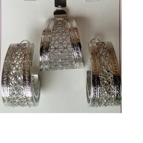 Earring And Pendant Set For Ladies -Silver