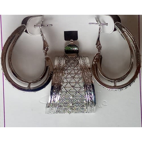 Earring And Pendant Set For Ladies -Silver