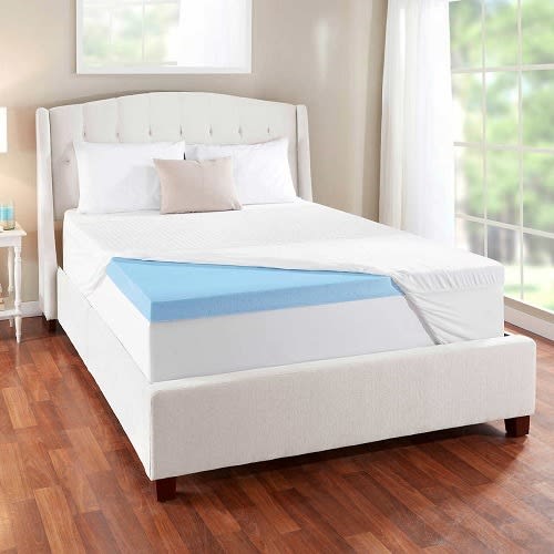 Novaform 3” Evencor Gelplus Gel Memory Foam Mattress Topper With Cooling Cover - Blue