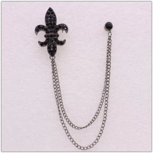 Crystal Spear Men's Brooch With Free Pouch- Black