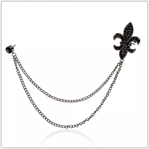 Crystal Spear Men's Brooch With Free Pouch- Black