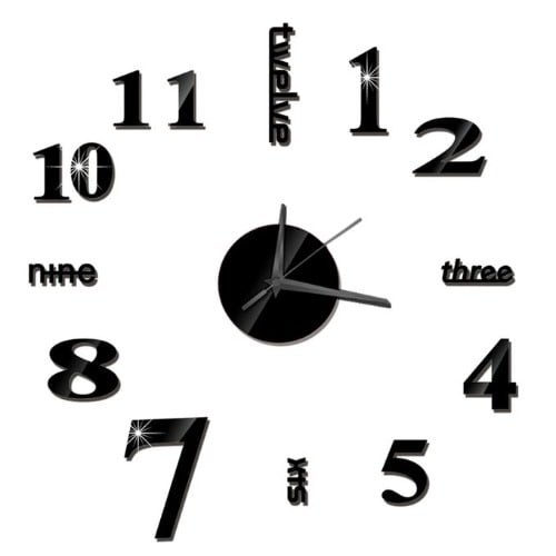 Diy Frameless Mirror Wall Clock Wall Stickers Decorations