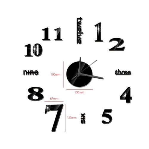 Diy Frameless Mirror Wall Clock Wall Stickers Decorations