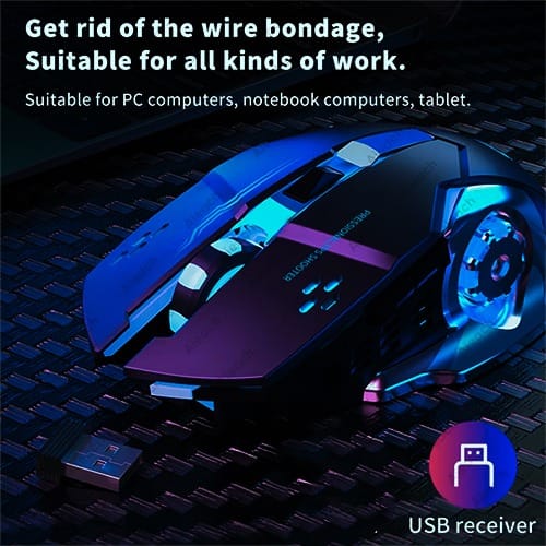 Wireless Rechargeable Gaming Mouse- Black