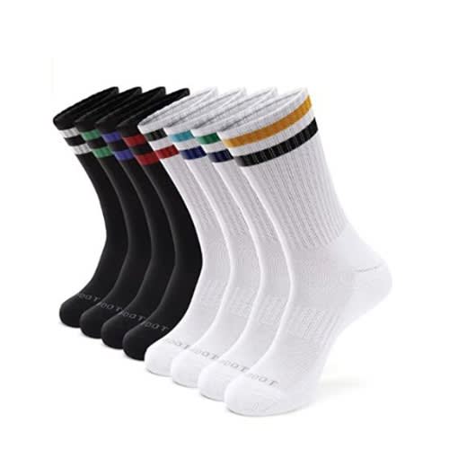 8 Pairs Athletic Cushioned Running Performance Crew Socks For Men/women