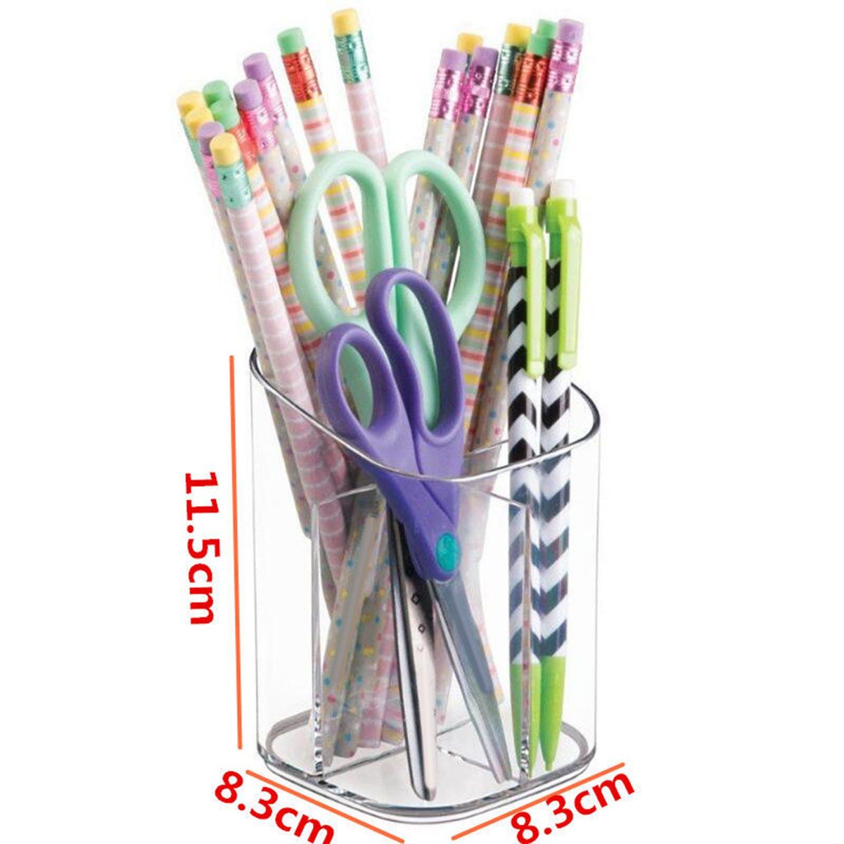 Transparent Divided Desktop Pen Holder Pencil Cup  Organizer