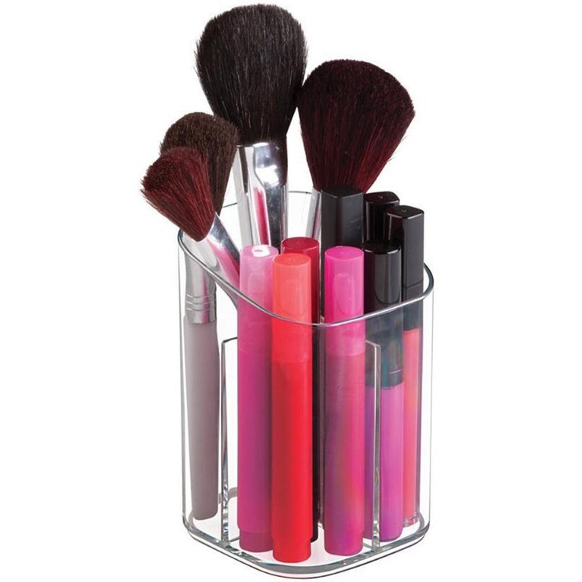 Transparent Divided Desktop Pen Holder Pencil Cup  Organizer
