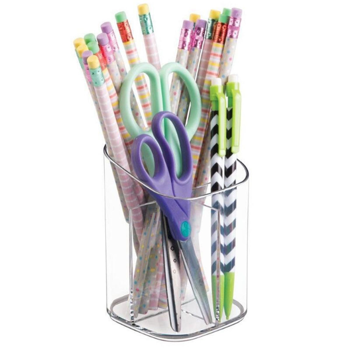 Transparent Divided Desktop Pen Holder Pencil Cup  Organizer