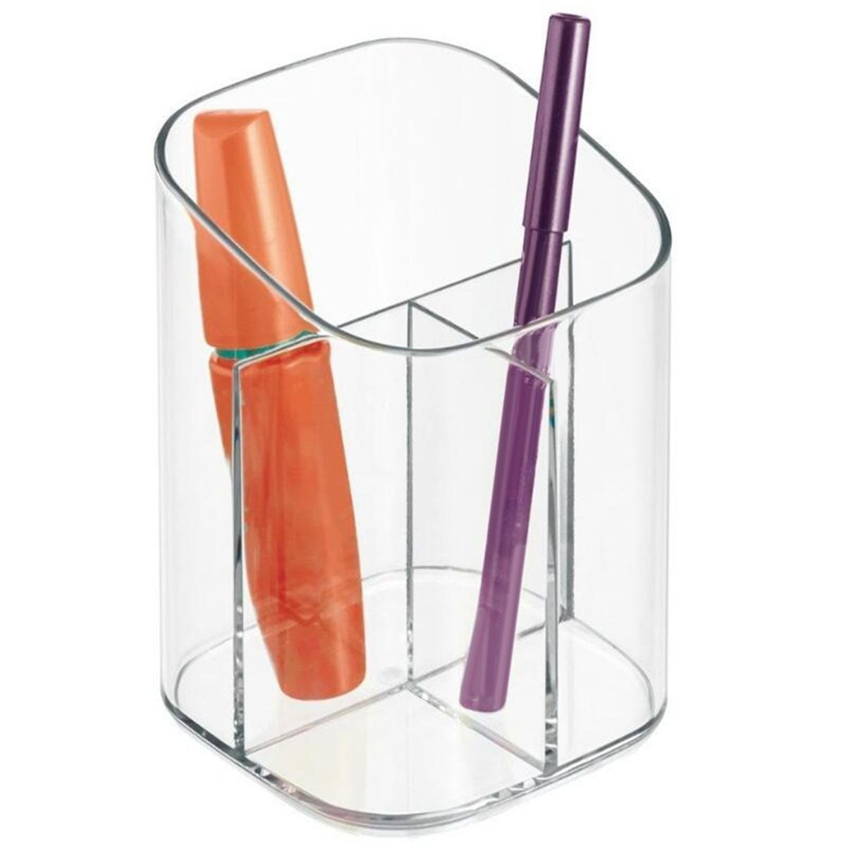 Transparent Divided Desktop Pen Holder Pencil Cup  Organizer